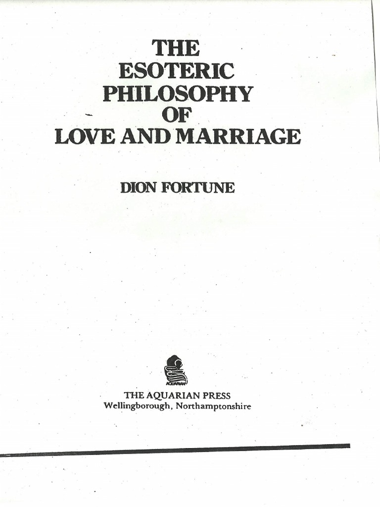dion fortune the esoteric philosophy of love and marriage